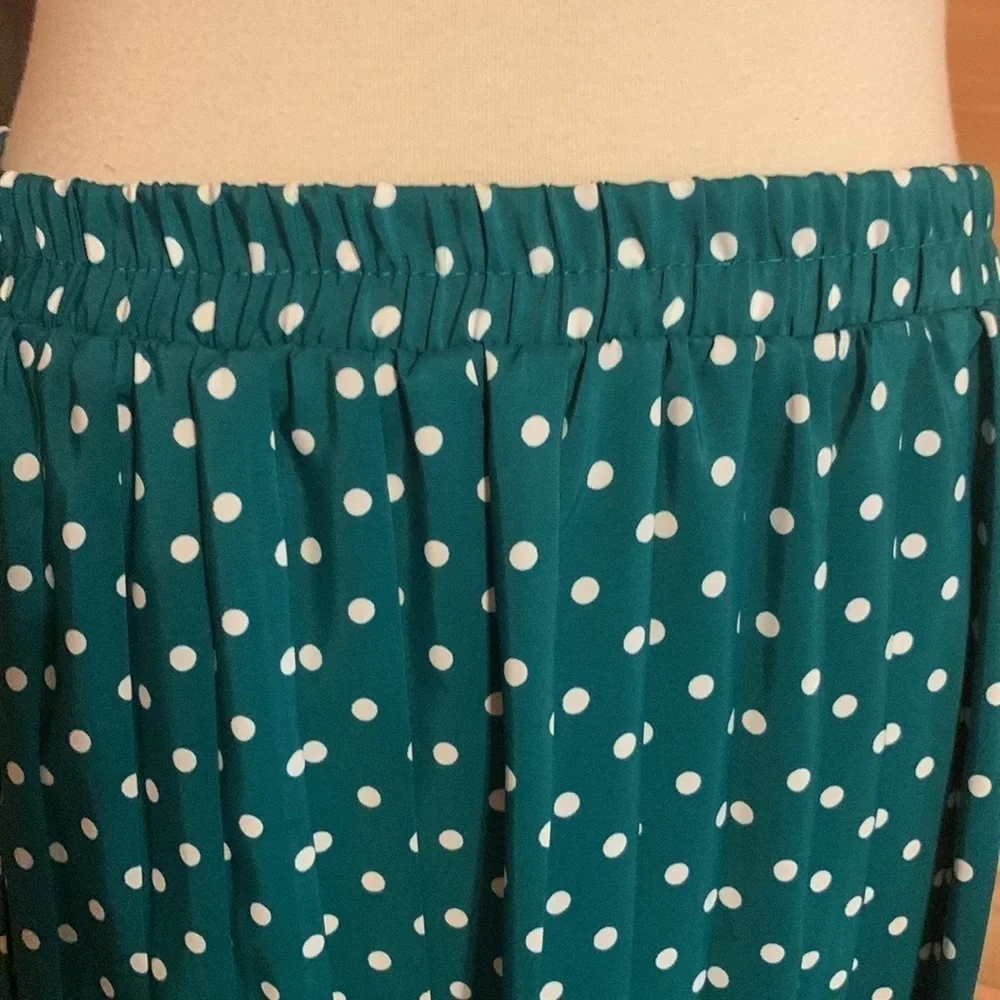 Vintage Andrea Gale green & white polka dot skirt set